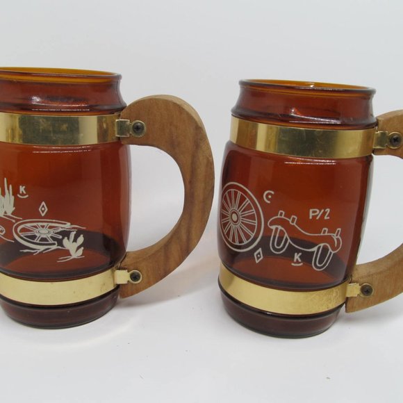 Vintage Siesta Ware 2 Piece Western Wagon Wheel Theme Barware  Mugs - Picture 12 of 12